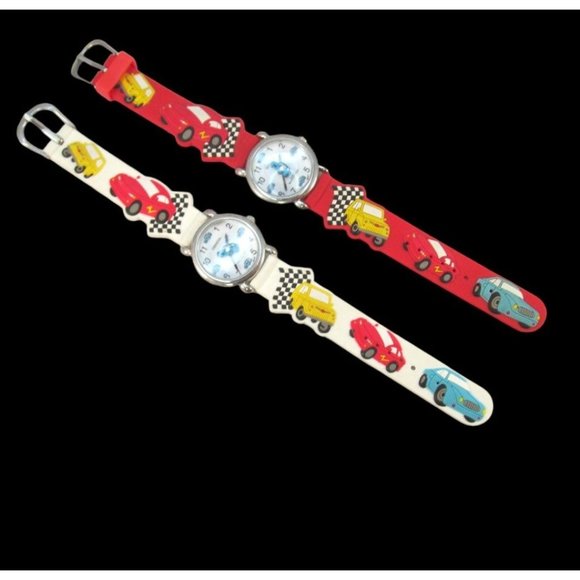 Children Geneva 3D Multi Color Cars Rubber Band Watches 2 piece Lot - Picture 2 of 11